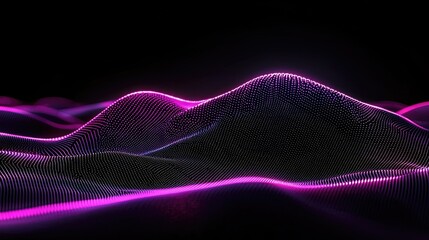 Poster - Abstract digital landscape featuring glowing vibrant dots across dark areas