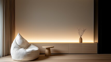 Poster - Modern Interior Featuring Soft Light Furniture And Decorative Elements