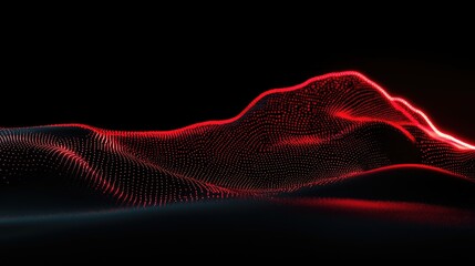 Poster - Red glowing dots creating a digital flowing wave like structure