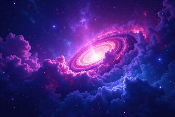 Wall Mural - swirling purple and blue nebula, cosmic dust clouds , illustration, majestic, artwork