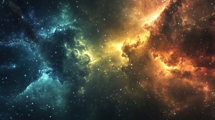 Poster - A vividly colored nebula filled with shimmering stars and dust