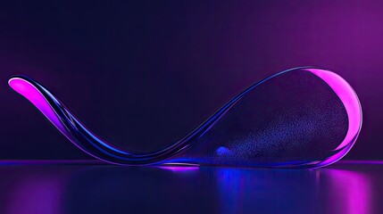 Aufkleber - A Glassy Curvilinear Object Illuminated with Purple and Blue Lighting