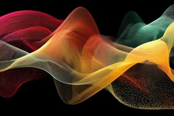 Poster - Abstract flowing lines and color gradients against black backdrop create sense of movement, fluidity, and modern elegance.