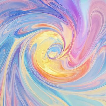 Pastel shimmer flows, fluid swirls spin, background fades