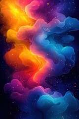 Poster - vivid abstract art with colorful swirling shapes and cosmic inspiration