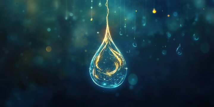 Background reveals glowing thread of fog drop twist