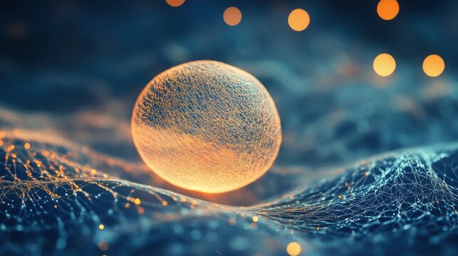 Fog drops twist, glowing thread on the background