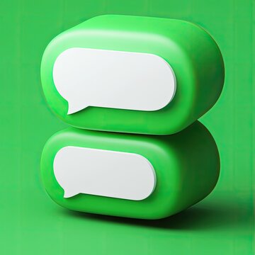 Two bright lime-green, oval-shaped speech bubbles, stacked vertically, against a matching background.  Each bubble features a blank, white interior