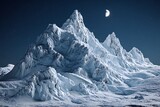 Frozen peaks under a glacial moon, isolated on a diffrent collers background, symbolizing the untouched wilderness of cold regions.
