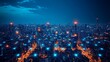 © Subir - Futuristic smart city glowing grid lights high resolution picture