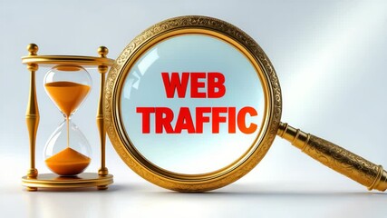 Poster - Focusing on the term web traffic with a magnifying glass, illustrating its significance for growth strategies.