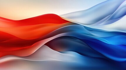 Poster - A colorful wave of red, blue and white. The colors are vibrant and the wave is flowing