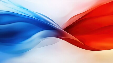 Poster - A blue and red wave with a white background. The blue and red colors are vibrant and the wave is flowing smoothly. Concept of movement and energy