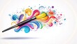 © DnQajik - Vector art of an artist's paintbrush with colorful swirls coming out, on a white background