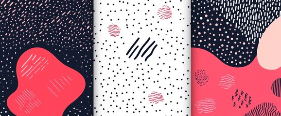 The poster, flyer, and banner feature a modern, contemporary design that incorporates hand-drawn, naive, and bizarre abstract geometric elements, along with organic shapes and doodles