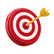© 扁平化图标  - Red and white dartboard target with golden arrow hitting bullseye center on transparent background