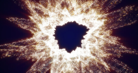 Poster - radiant white and gold burst of light particles spreading outward, creating a warm and luminous ener