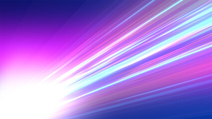 Poster - Vibrant neon light streaks in shades of purple, blue, and pink create an electric futuristic background