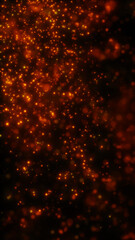 Poster - glowing fiery particles floating in dark space, creating a vibrant and dynamic abstract scene