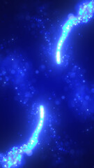 Poster - abstract blue energy ring forming in space, glowing particles encircle a deep central void in a sci-