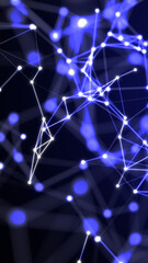 Poster - abstract network of glowing connections and nodes on dark background, resembling neural or digital d