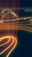 Aufkleber - glowing abstract fluid lines in a dark space, forming flowing energy paths in golden and white hues