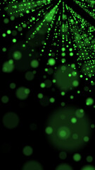 Poster - green digital particles shooting toward the viewer, forming a starburst effect in a matrix-inspired 