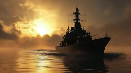 Poster - A large boat floating on the surface of a calm lake or sea