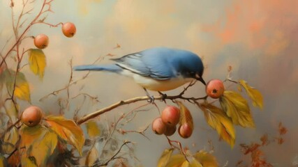 Poster - A bird perched on a tree branch, natural scenery