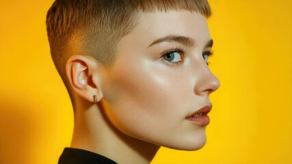 Poster - A detailed shot of a person's short hairstyle