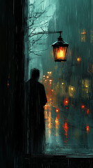 Wall Mural - rain outside window glass