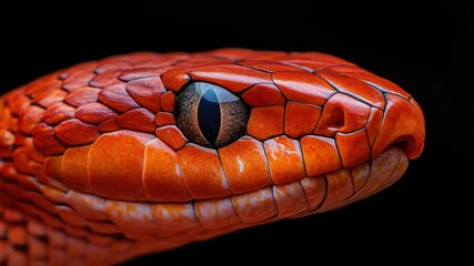 Poster - A close-up shot of a red snake's eye with details of the scales and iris
