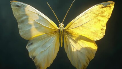 Poster - A yellow butterfly perched on a dark background, providing a pop of color