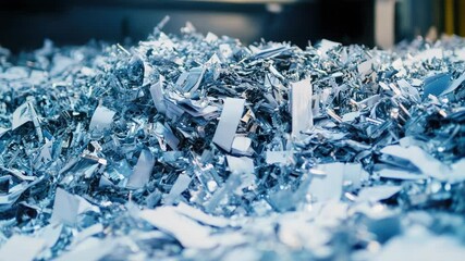 Poster - A heap of blue tin foil on a table, ready for use or disposal