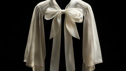 Poster - A mannequin dressed in a white blouse with a bow, suitable for fashion or design purposes
