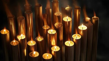 Poster - A bunch of candles lit up, perfect for decorative purposes or as a symbol of celebration