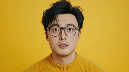 Poster - A person wearing glasses and a bright yellow sweater, ideal for casual or creative use