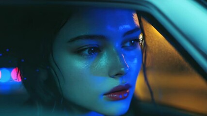 Poster - A person sitting in a vehicle gazing out the window, possibly contemplating or lost in thought