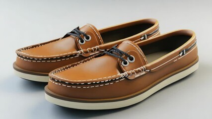Poster - A pair of brown shoes on a plain white background