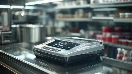Aufkleber - A cash register sitting on top of a counter, great for use in office or retail settings