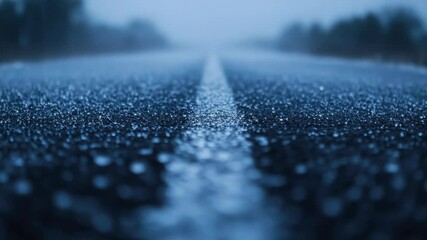 Poster - A wet road with a center line, suitable for traffic or highway use