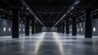 © Fauzi - Dark, spacious gallery with polished floor, framed artwork on walls, and tall columns