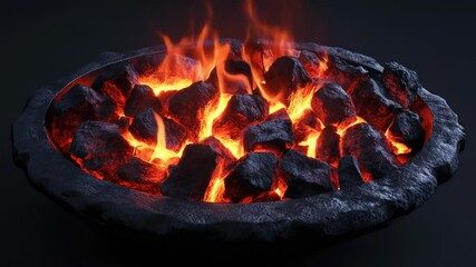 Poster - A close-up view of flames burning brightly in a bowl