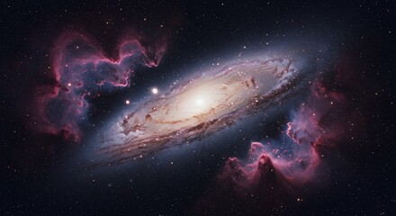 spiral galaxy in cosmic nebula