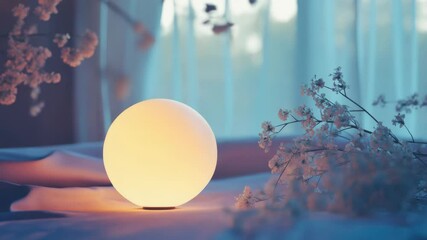 Poster - A single light source placed on a bed, suitable for use in interior design or photography
