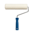 © MDNANNU - Essential painting tool A clean new paint roller with a fluffy white cover and a comfortable blue grip handle.