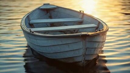 Poster - A small boat floats on the surface of the water, a serene and peaceful scene