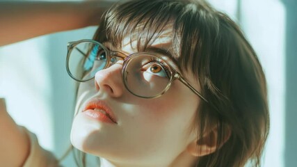 Poster - A woman wearing glasses and a white shirt