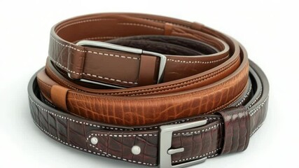 Poster - Close-up shot of a belt on a white background, ideal for fashion or product photography