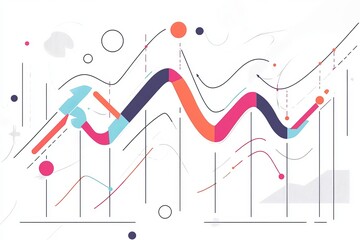 Poster - Abstract Modern Colorful Geometric Chart Design Illustration Background Graphic Trendy Vibrant Shapes Lines Minimalist Style Digital Art Vector Image Creative Artwork Business     
